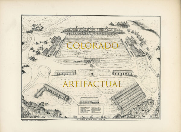 Fort Lyon, Colorado Territory bird's-eye-view map, 1868
