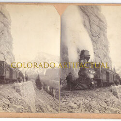 DENVER, SOUTH PARK & PACIFIC RAILROAD, at the Palisades, heading toward ALPINE PASS, COLORADO, stereoview photo, ca. 1881