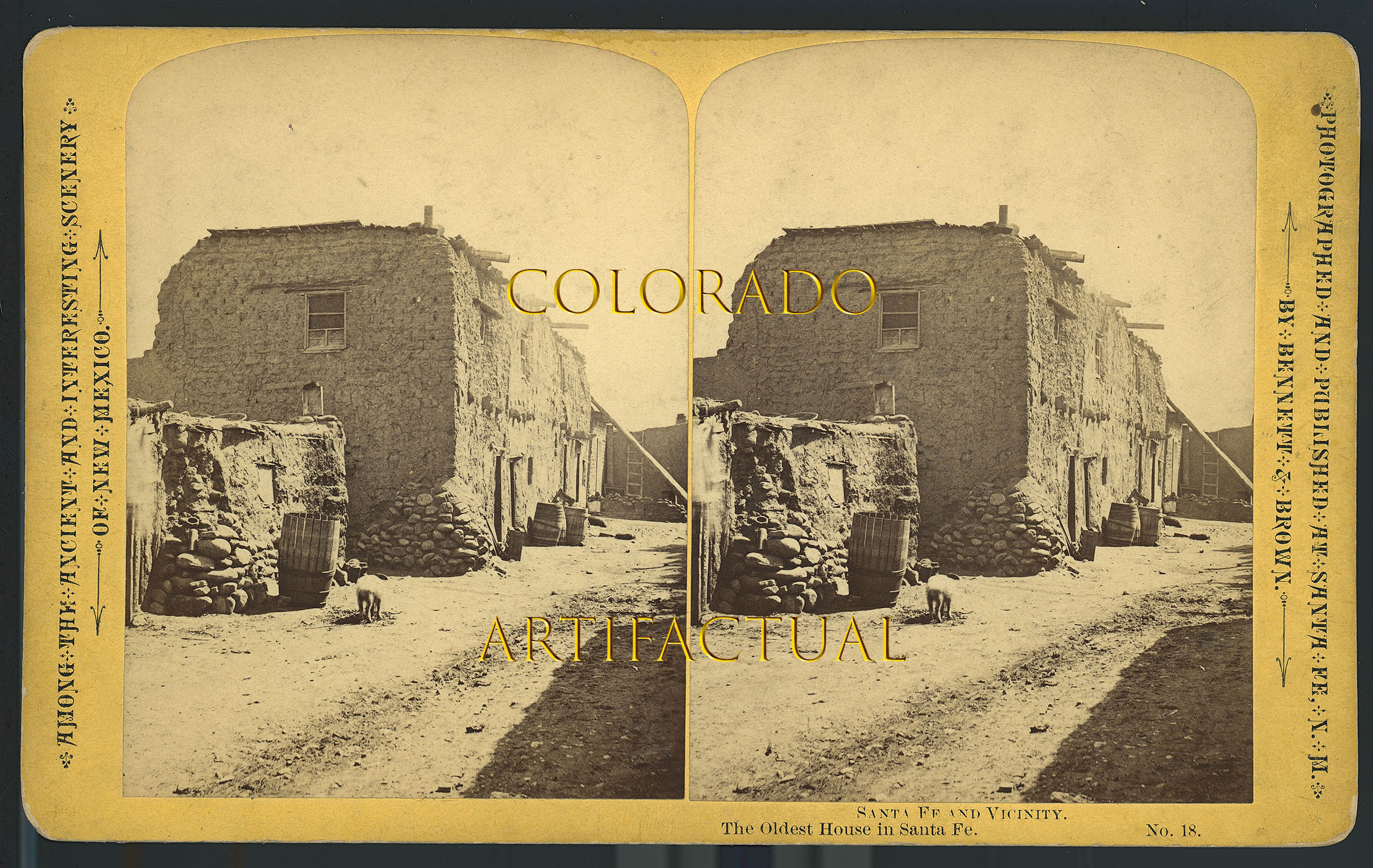 OLDEST HOUSE IN SANTA FE, NEW MEXICO TERRITORY, W. Henry Brown, Photographer, Stereoview Image #18