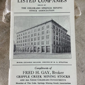 JANUARY 1916, REPORTS OF LISTED COMPANIES, Cripple Creek Gold Mining District, Colorado properties, stock broker's handbook 1916