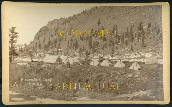COLORADO MIDLAND RAILROAD, WINCHESTER'S CAMP, Railroad construction camp, between Granite and Leadville, COLORADO, 1887