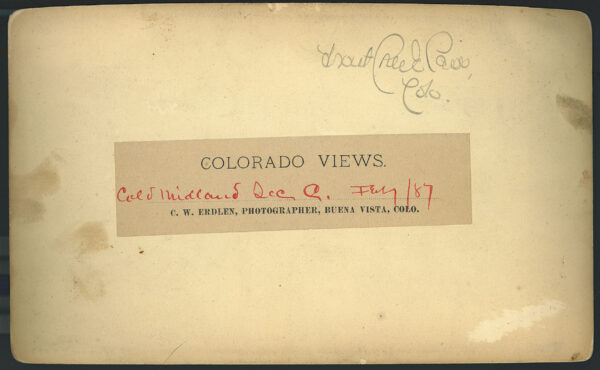 COLORADO MIDLAND RAILROAD, WINCHESTER'S CAMP, Railroad construction camp, between Granite and Leadville, COLORADO, 1887