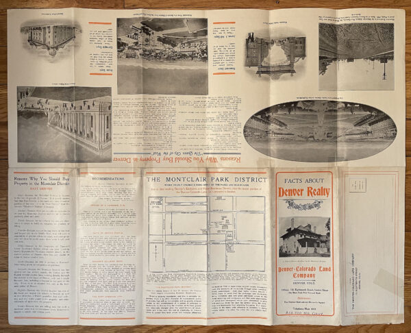 MAP OF THE CITY AND COUNTY OF DENVER, COLORADO 1908 Published by the Clason Map Co., Denver, Colorado, 1908 Promotional:  FACTS ABOUT DENVER REALTY, Denver - Colorado Land Company, Denver, Colorado