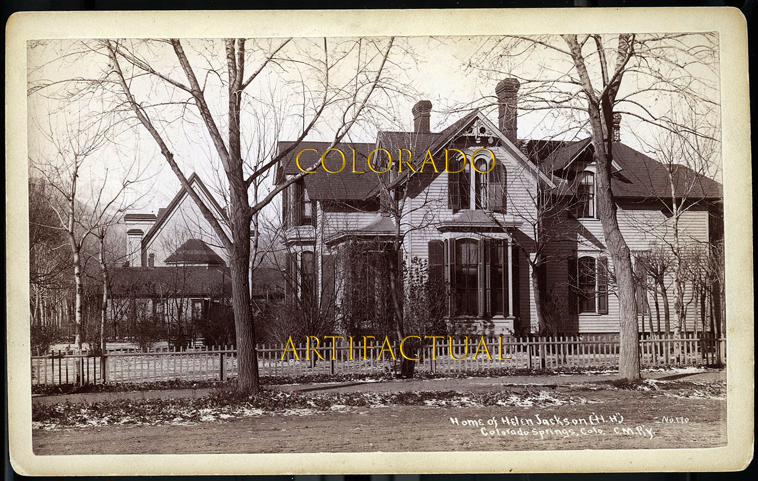 HOME OF HELEN HUNT JACKSON COLORADO SPRINGS COLORADO antique cabinet card photograph 1889