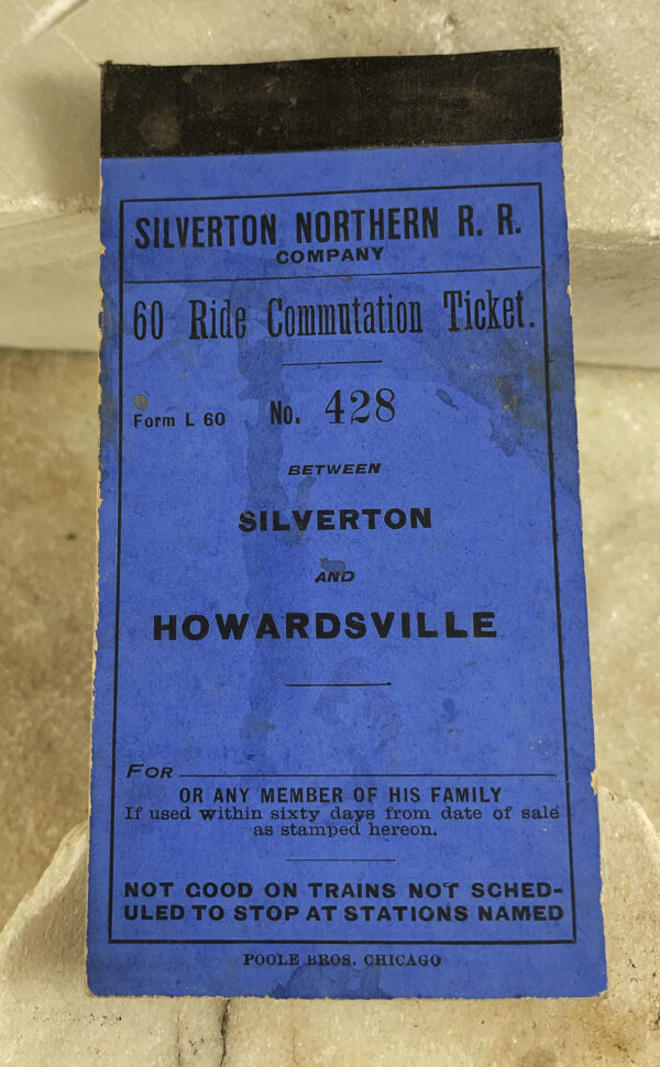 SILVERTON NORTHERN RAILROAD COMPANY 60-ride ticket booklet 1902