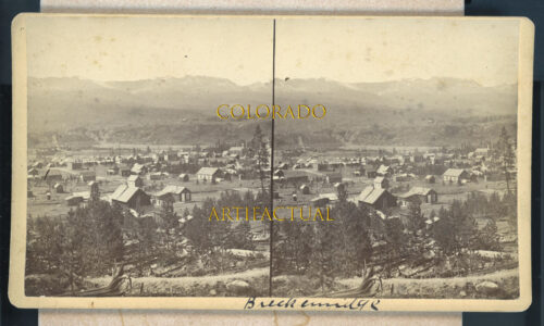 BRECKENRIDGE, SUMMIT COUNTY, COLORADO stereo view photograph, W. D. Churchell bird's-eye-view, 1880