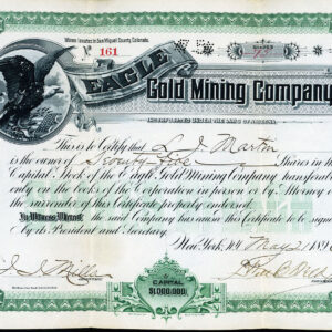 Eagle Gold Mining Company San Miguel County Colorado mining stock certificate 1896