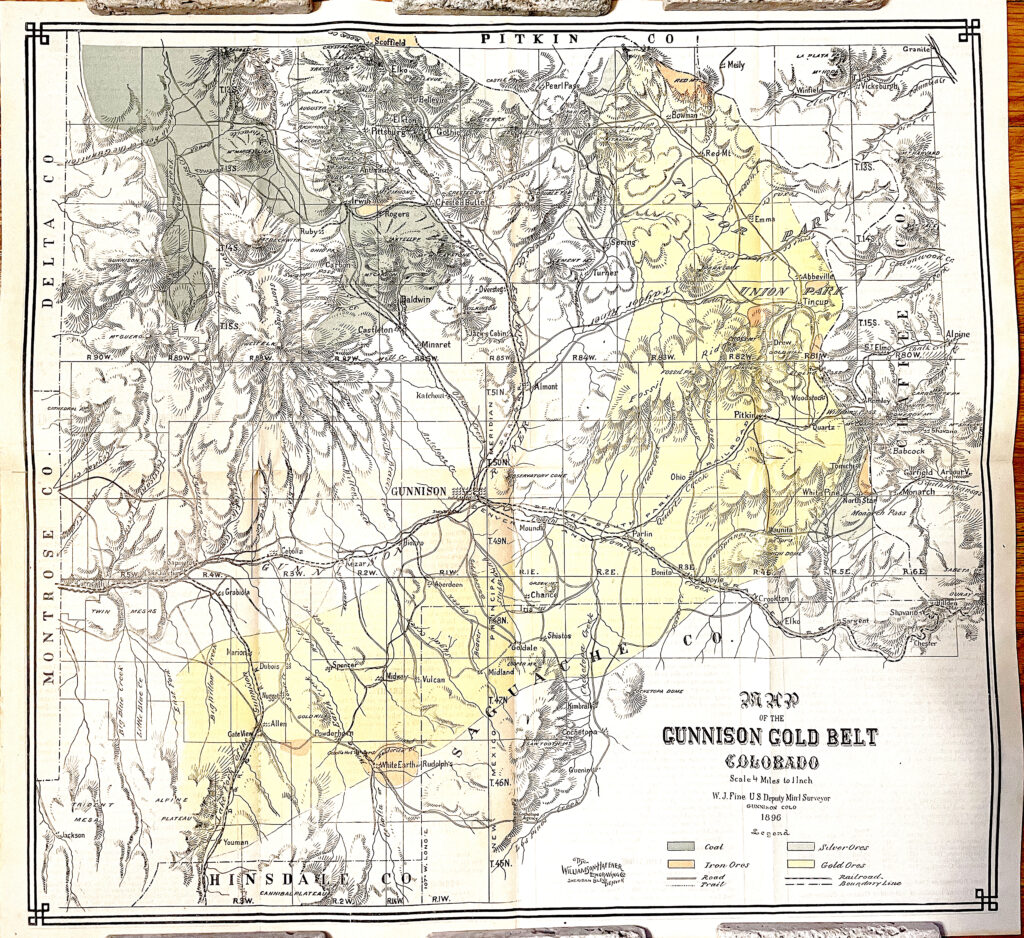 Map of the Gunnison Gold Belt, Colorado, W.J. Fine, 1896