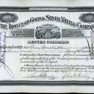 IRONCLAD GOLD & SILVER MINING COMPANY Ouray County Colorado stock certificate 1890