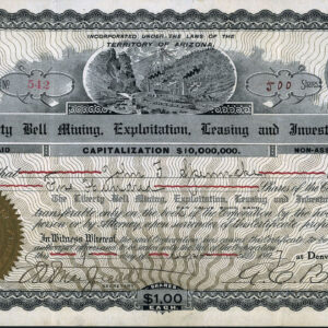 Liberty Bell Mining, Exploitation, Leasing & Investment Co., San Miguel County, Colorado mining stock certificate 1907