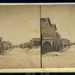 BRECKENRIDGE, SUMMIT COUNTY, COLORADO MAIN STREET with DENVER HOTEL W.D. Churchell stereo view photograph 1880