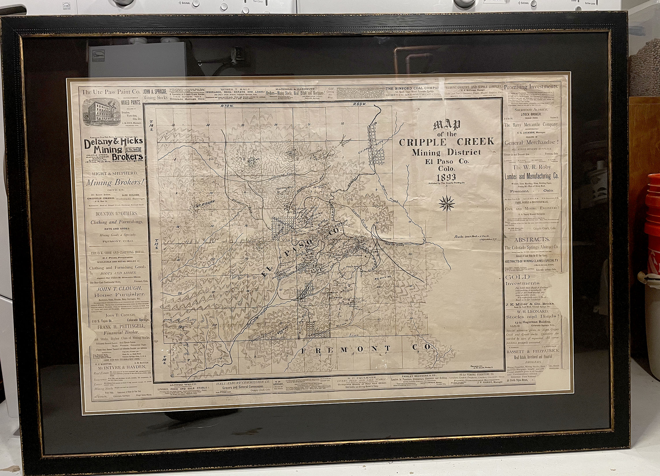 MAP OF CRIPPLE CREEK MINING DISTRICT EL PASO COUNTY COLORADO 1893