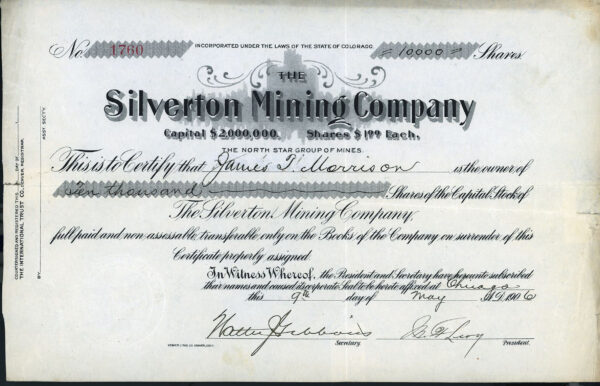 Silverton Mining Company, North Star Group of Mines, San Juan County, Colorado 1906