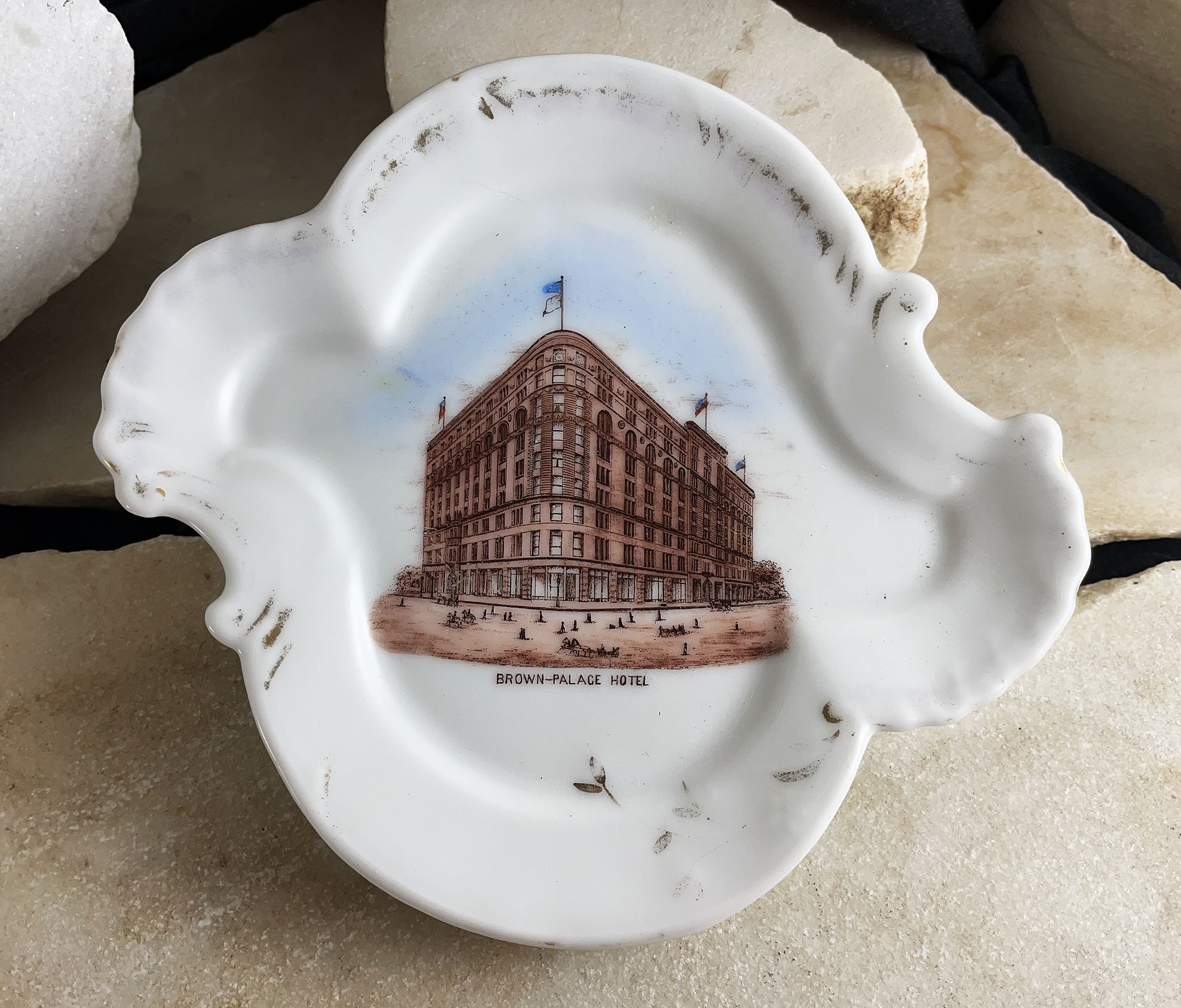 BROWN PALACE DENVER COLORADO antique china plate Bush & Tabor 1895