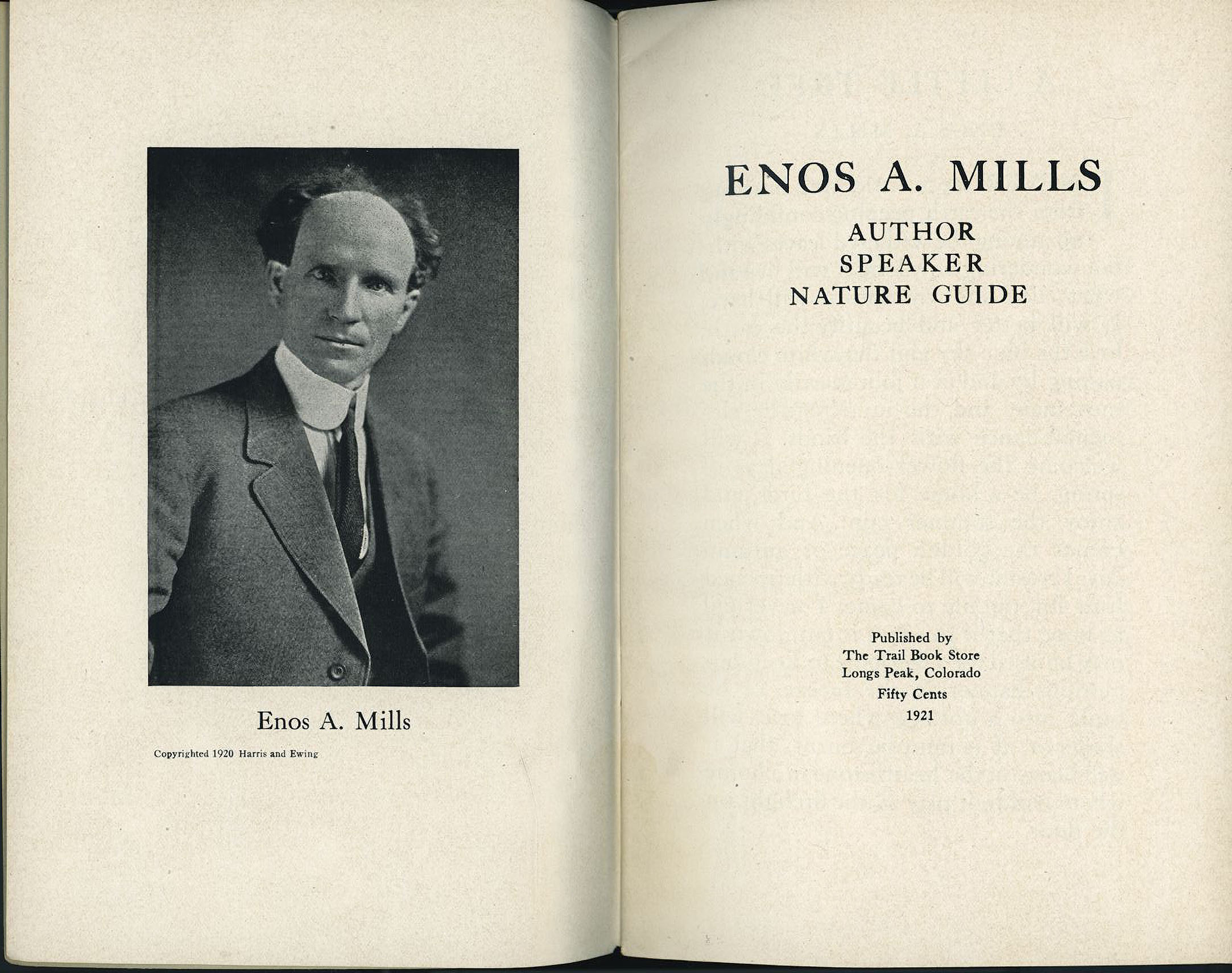ENOS A. MILLS AUTHOR SPEAKER NATURE GUIDE signed pamphlet 1921