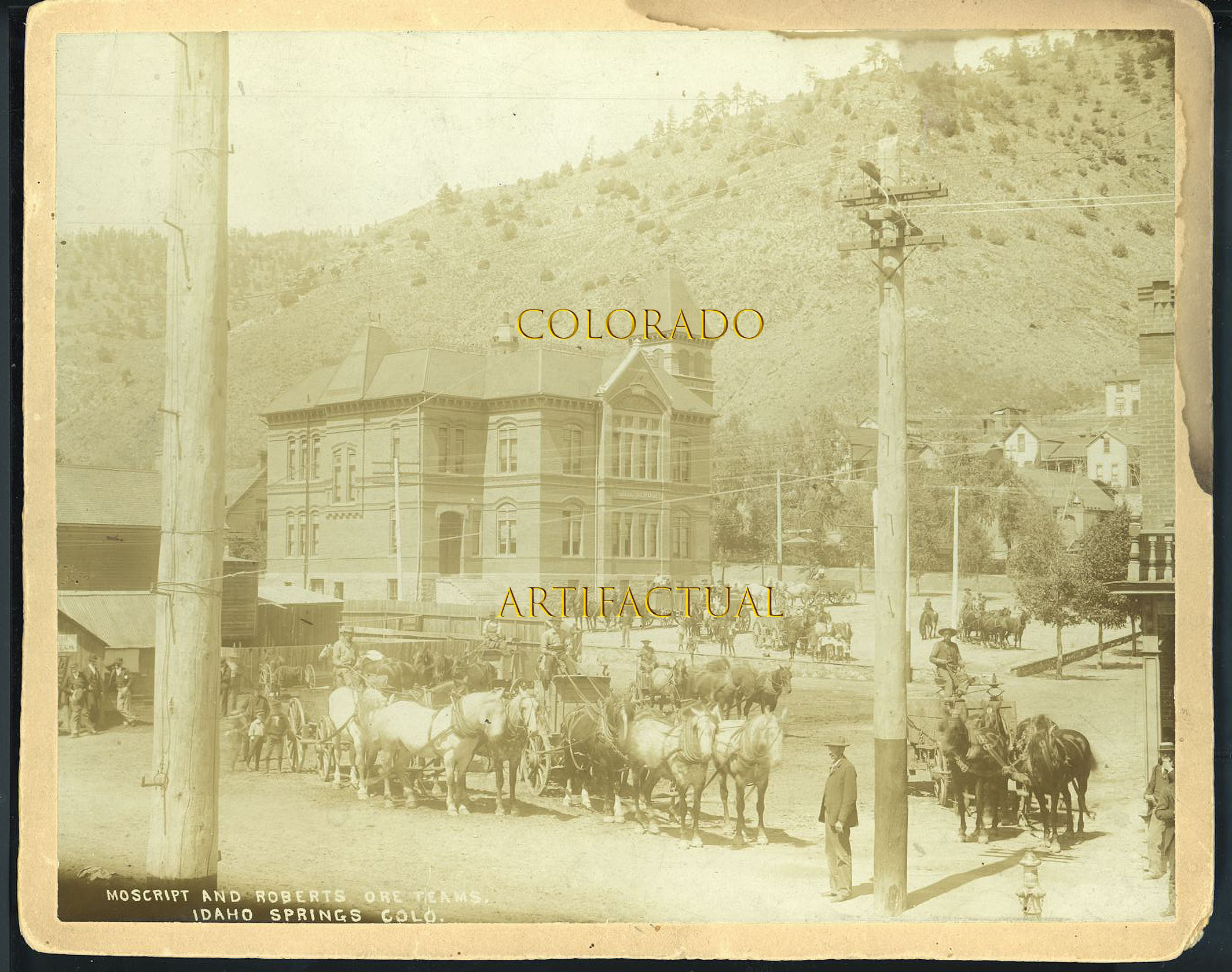 MOSCRIPT & ROBERTS ORE TEAMS IDAHO SPRINGS COLORADO Lachlan McLean photograph 1885