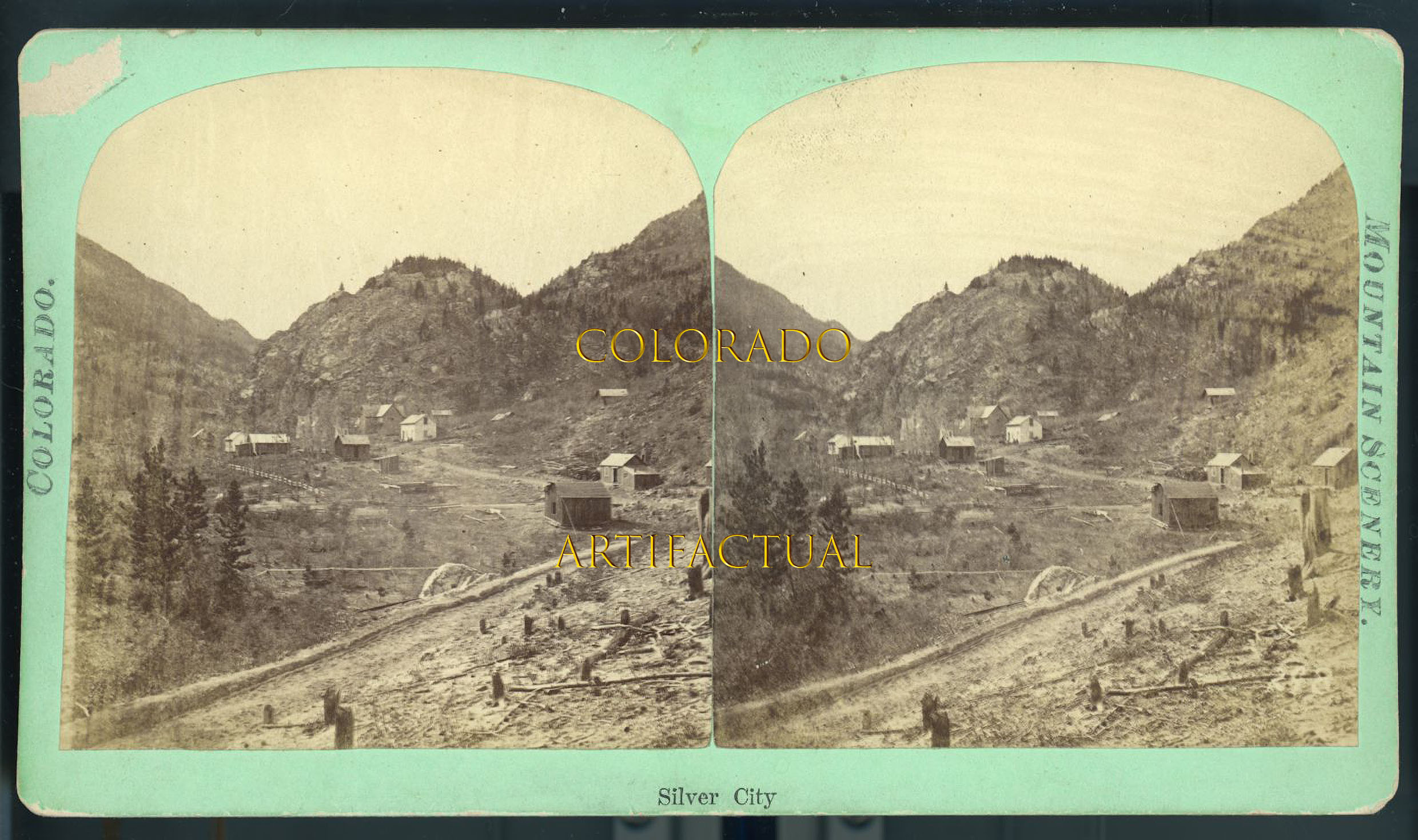 SILVER CITY mining town Clear Creek County COLORADO TERRITORY stereo view photograph 1862