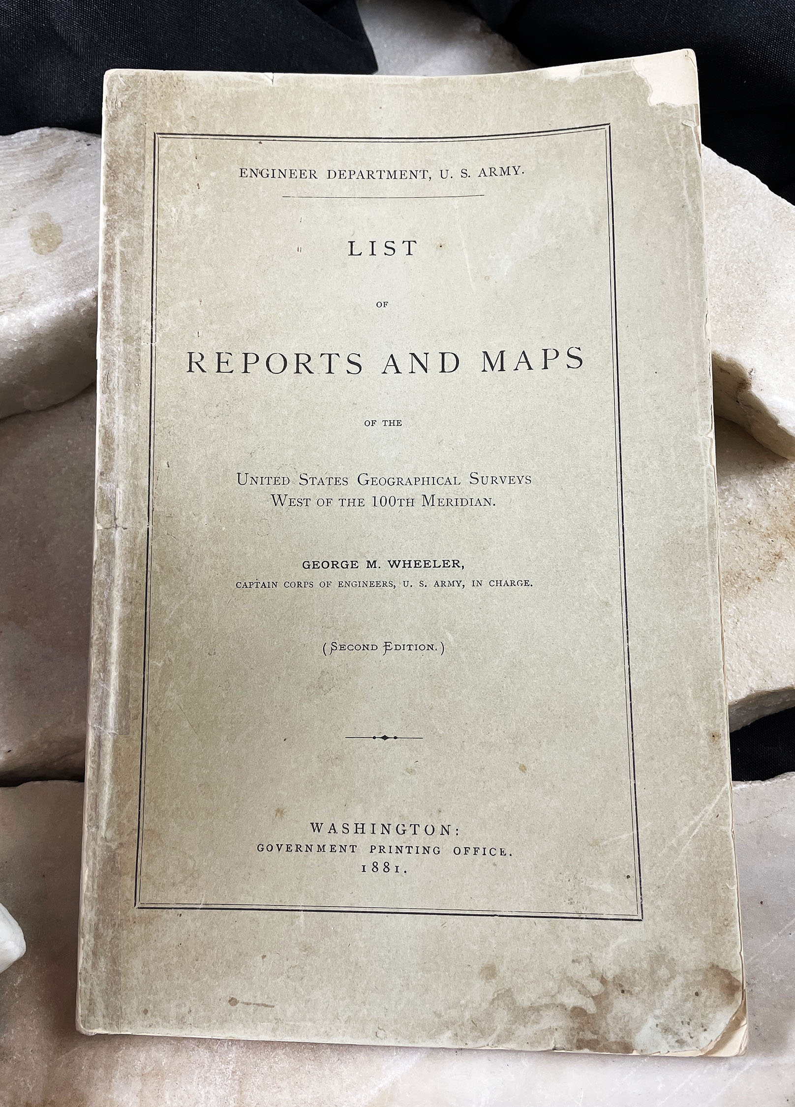 LIST OF GEORGE M. WHEELER REPORTS & MAPS USGS 100TH MERIDIAN Progress Map 1881
