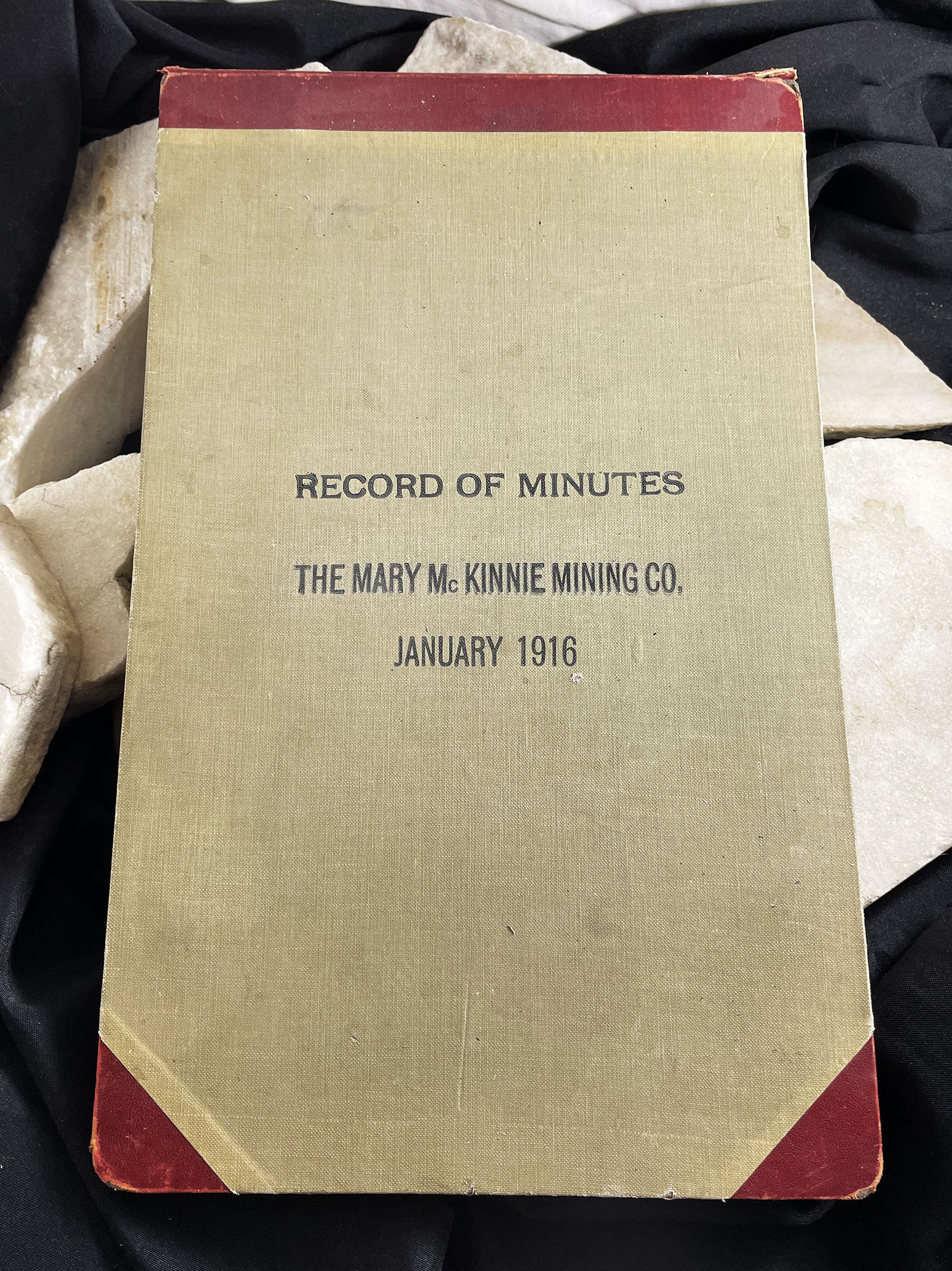 RECORD OF MINUTES OF THE MARY McKINNEY MINING COMPANY ledger Cripple Creek Gold District COLORADO 1916