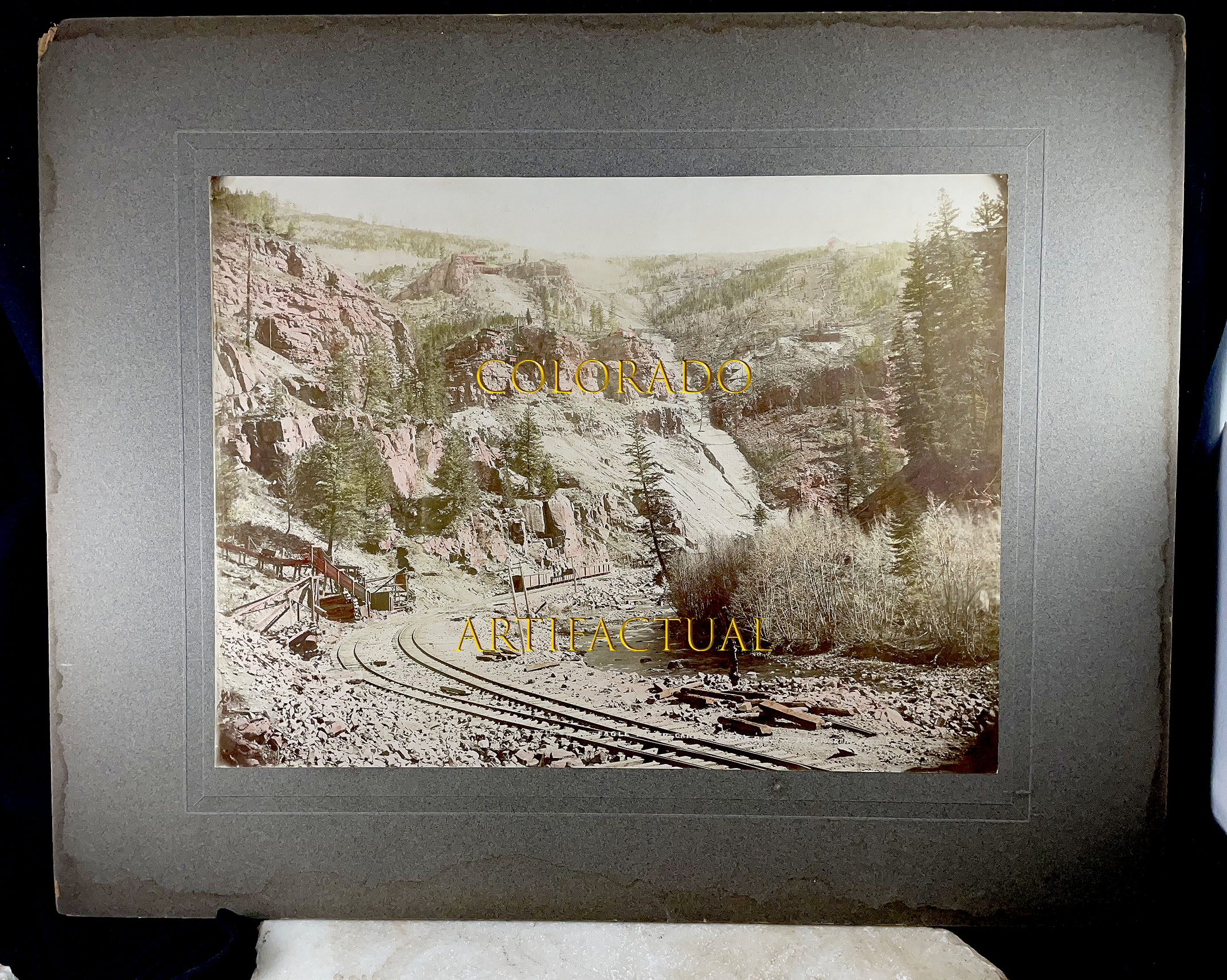 EAGLE RIVER CANYON & Mines COLORADO hand-tinted mammoth-sized Alex Martin original photograph 1900