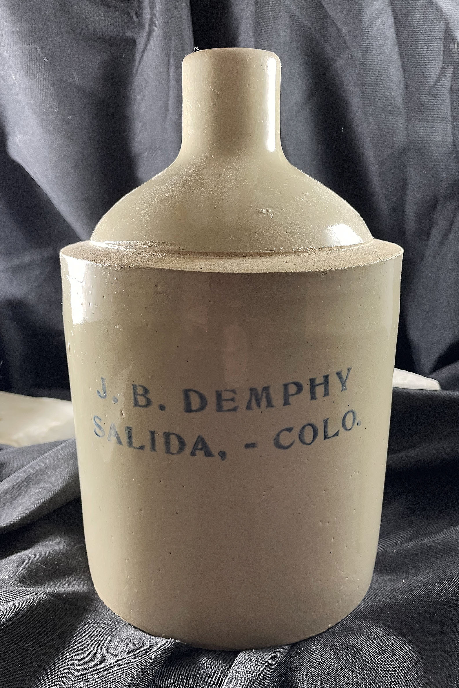 J B Demphy Salida Colorado antique saloon whiskey jug circa 1910