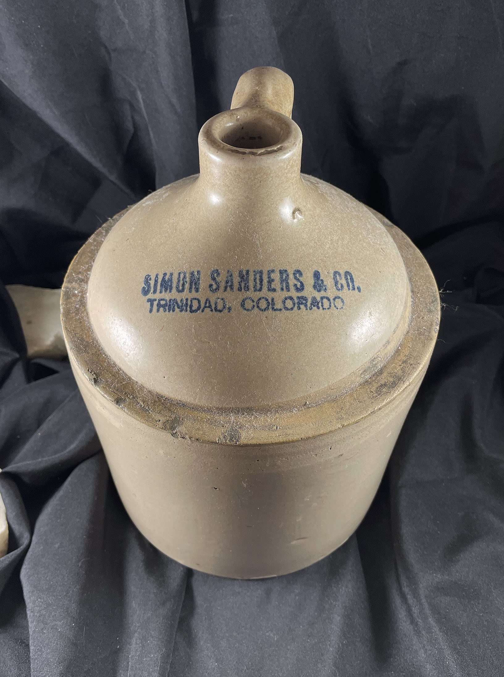 TRINIDAD COLORADO SIMON SAUNDERS & Company antique saloon whiskey jug 1910