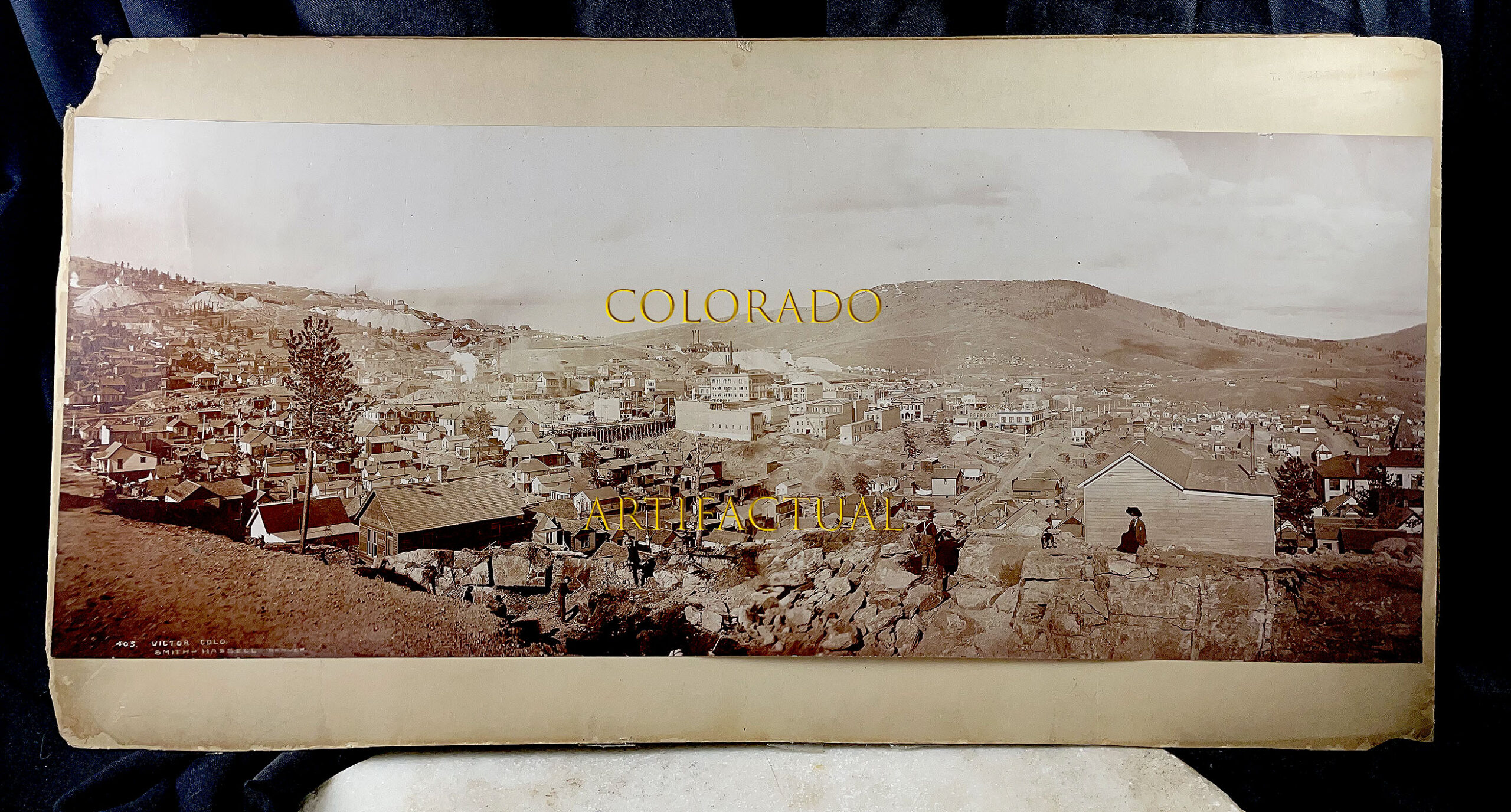 VICTOR COLORADO PANORAMA PHOTOGRAPH Cripple Creek Gold Mining District 1900