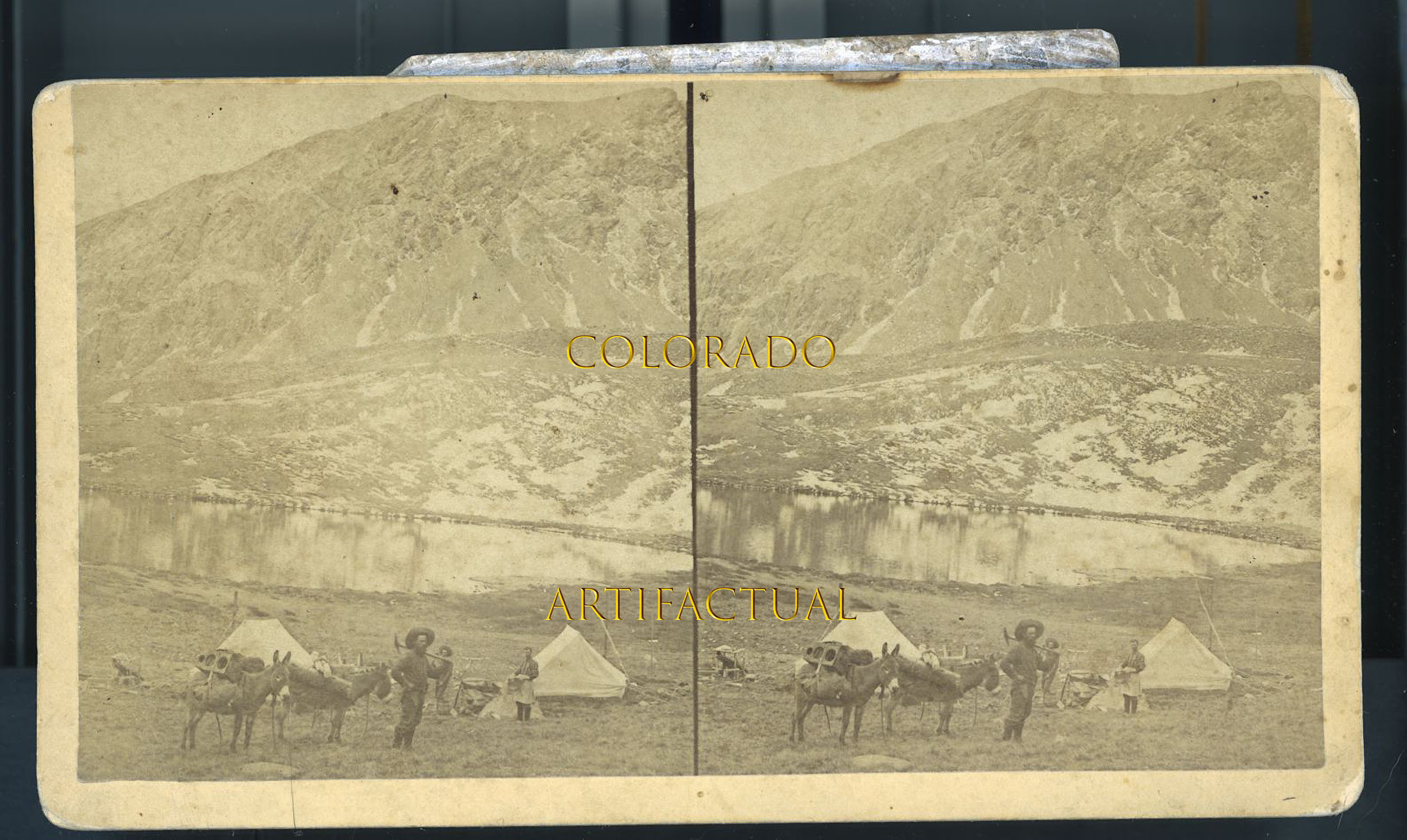 Summit County Colorado prospector & camp Churchell stereo view photograph 1880