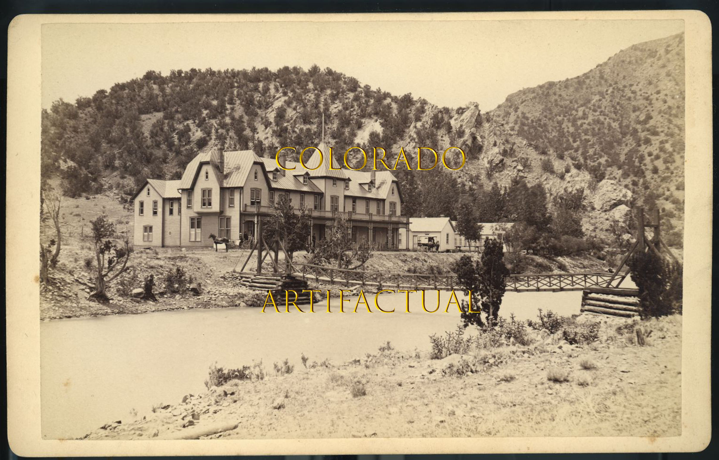 Canon City Colorado Hotel original cabinet card photograph by Charles E. Emery 1885