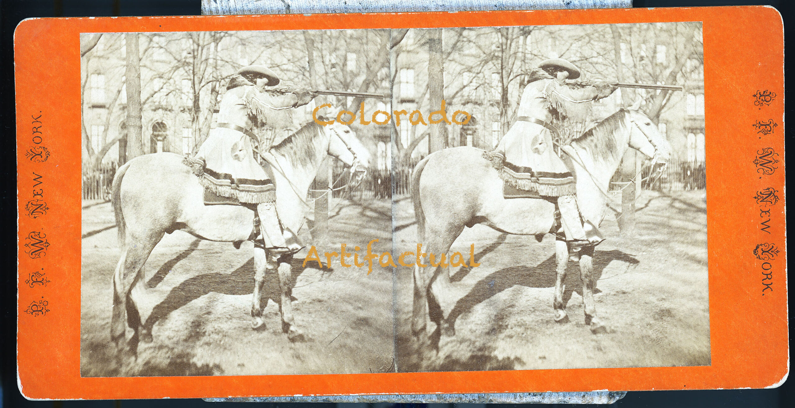 BUFFALO BILL CODY stereoview photograph Peter Weil image 1870 Hawken-type Plains Percussion Rifle