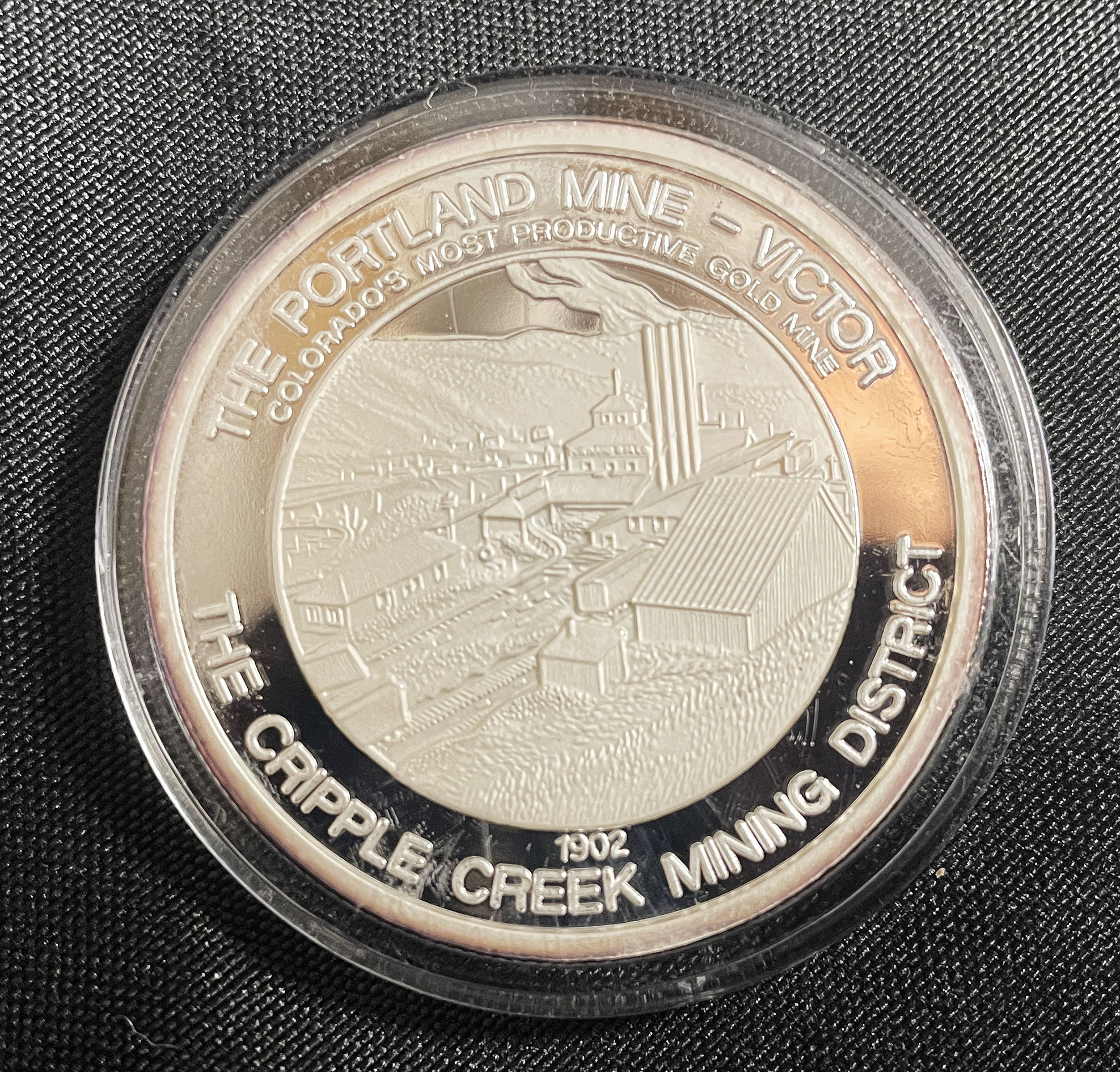 VICTOR COLORADO .999 fine SILVER COMMEMORATIVE COIN PORTLAND MINE Cripple Creek Gold Mining District