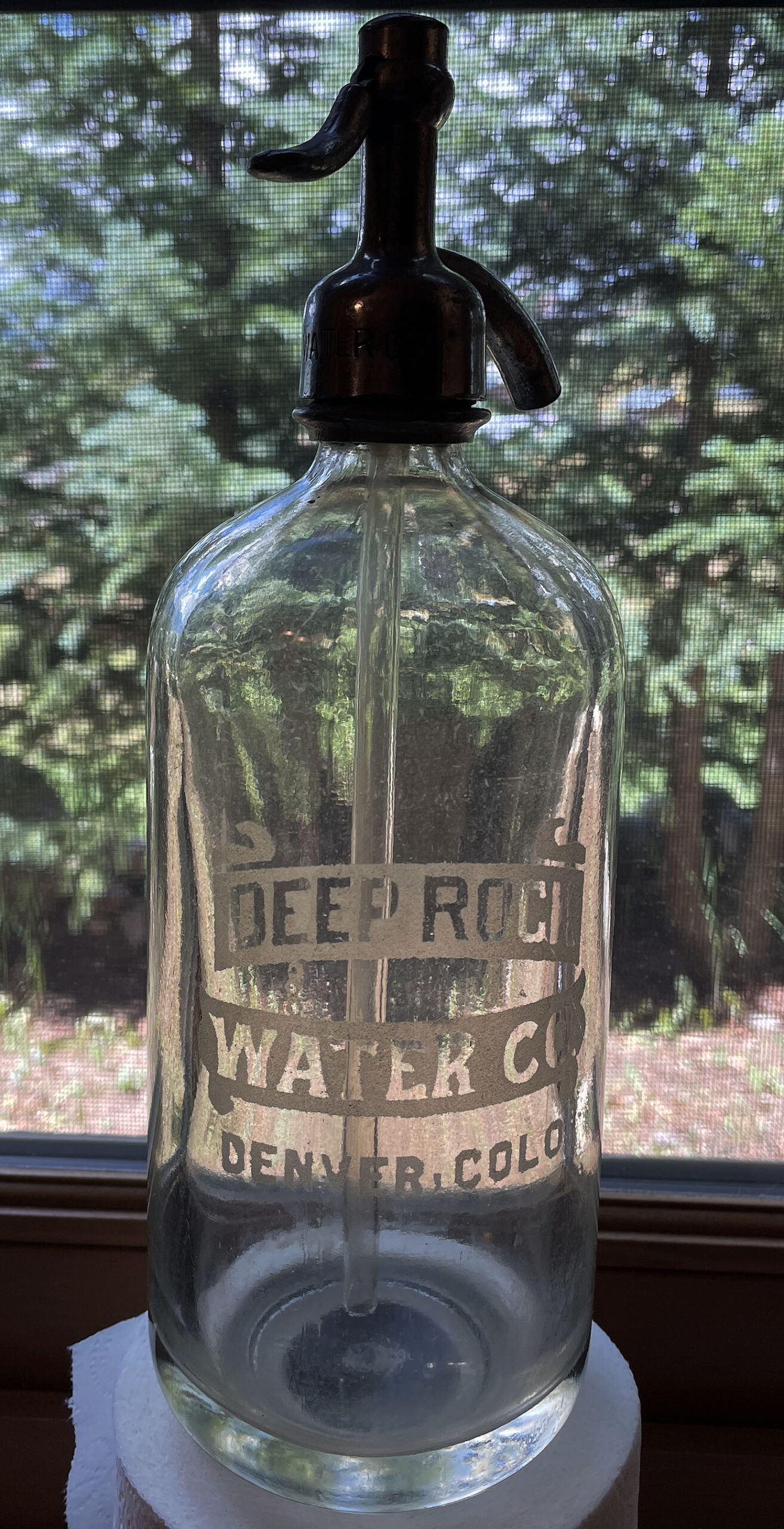 DEEP ROCK WATER COMPANY acid-etched seltzer bottle DENVER COLORADO 1925