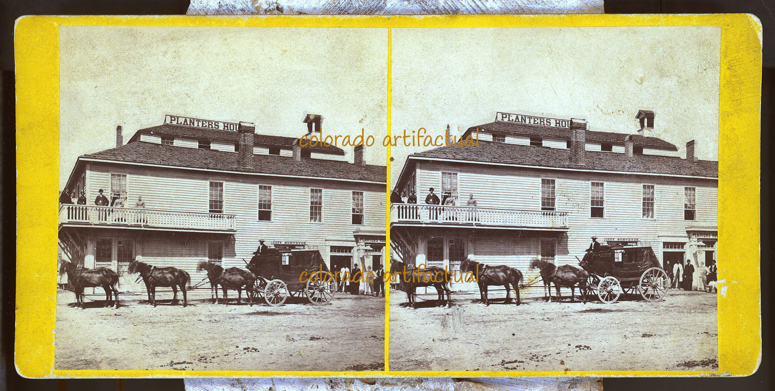 HOLLADAY OVERLAND MAIL & EXPRESS COMPANY Planters House Denver Colorado Territory Anthony Bros stereo view photograph 1861