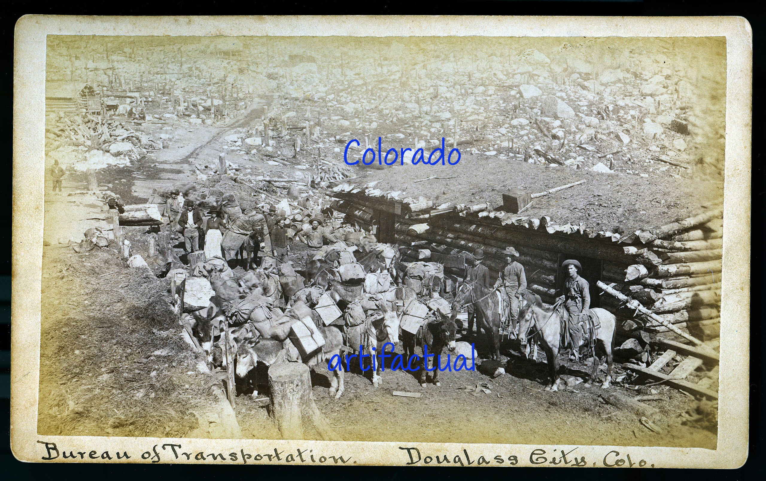 HAGERMAN TUNNEL CONSTRUCTION supply train DOUGLASS CITY COLORADO MIDLAND RAILROAD PHOTOGRAPH 1886