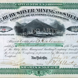 Ruby Silver Mining and Smelting Gothic Gunnison County Colorado 1881