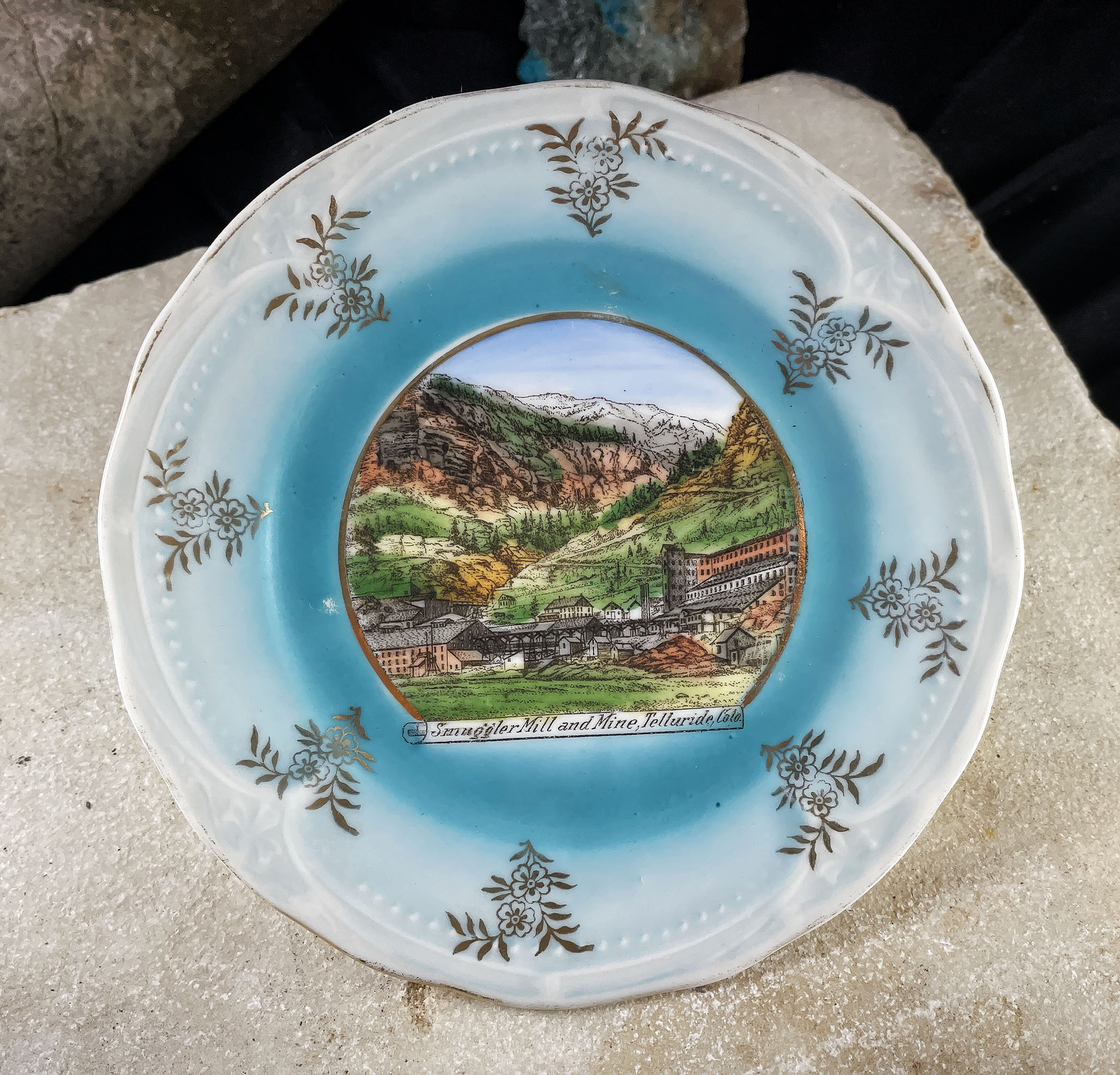SMUGGLER MILL & MINE Telluride Mining District San Miguel County Colorado Souvenir plate 1907