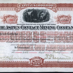 Aspen Contact Mining Company, Aspen, Pitkin County, Colorado stock certificate, 1892