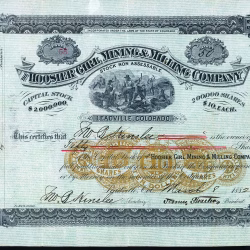 THE HOOSIER GIRL MINING & MILLING COMPANY #55 Leadsville, Colorado stock certificate, 1882