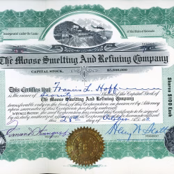 MOOSE SMELTING and REFINING COMPANY mining stock certificate Alma Park County Colorado 1911