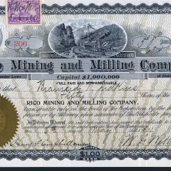 Rico Mining & Milling Company, Dolores County Colorado stock certificate 1901