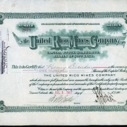 United Rico Mines Company Dolores County Colorado stock certificate 1907