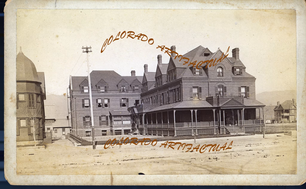 LTA VISTA HOTEL Colorado Springs Colorado JG Hiestand cabinet card photograph 1890