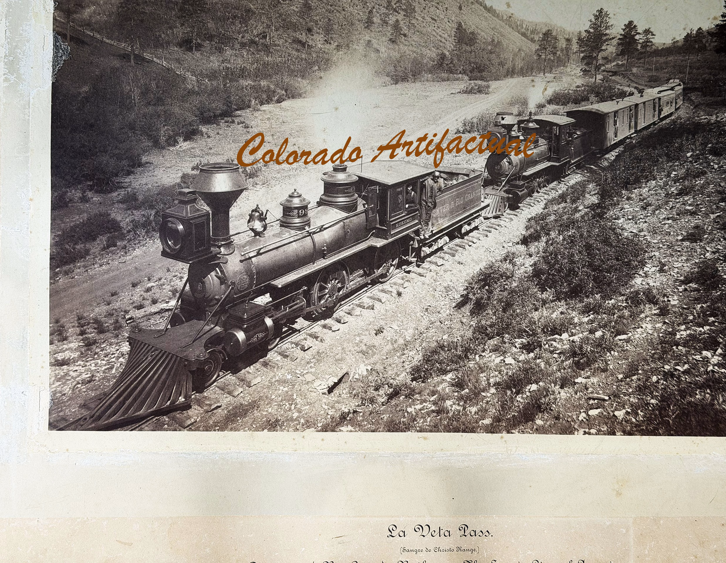 DENVER & RIO GRANDE RAILWAY, Kokomo Engine, on La Veta Pass, Sangre de Christo Range, COLORADO, 1882