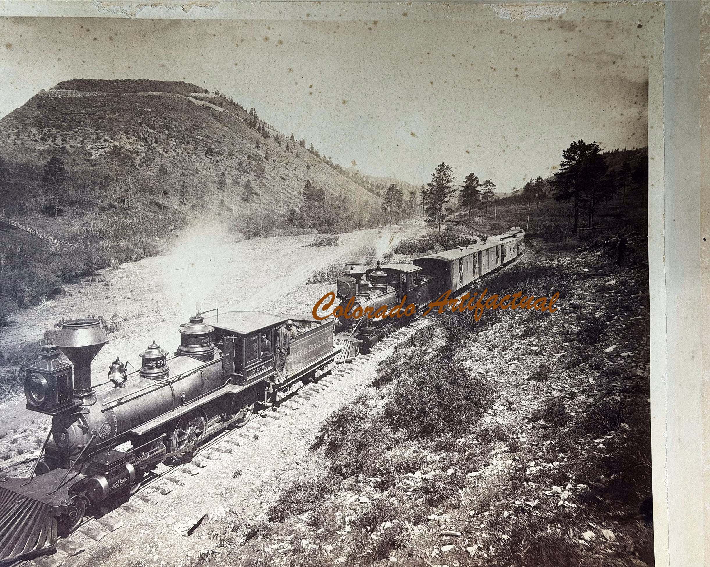 DENVER & RIO GRANDE RAILWAY, Kokomo Engine, on La Veta Pass, Sangre de Christo Range, COLORADO, 1882