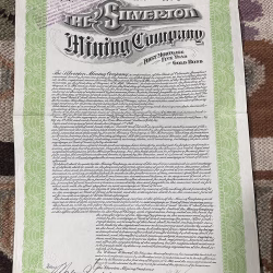 Silverton Mining Company bond, 1905, North Star Mine, Sultan Mountain, San Juan County, Colorado
