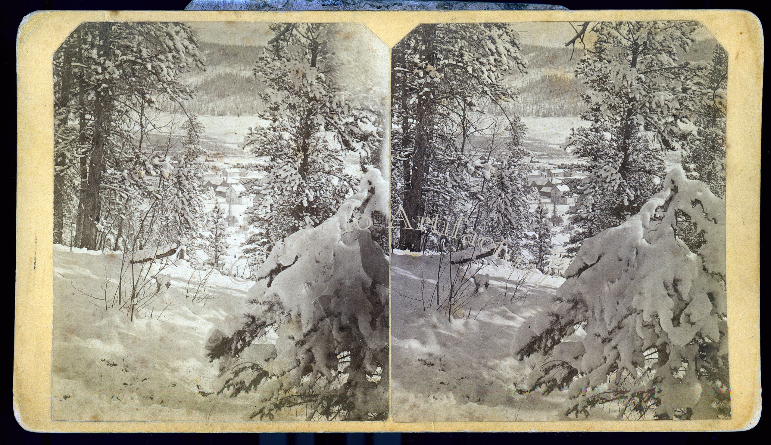 Town of Alma Park County Colorado winter scene TC Miller stereoview 1880