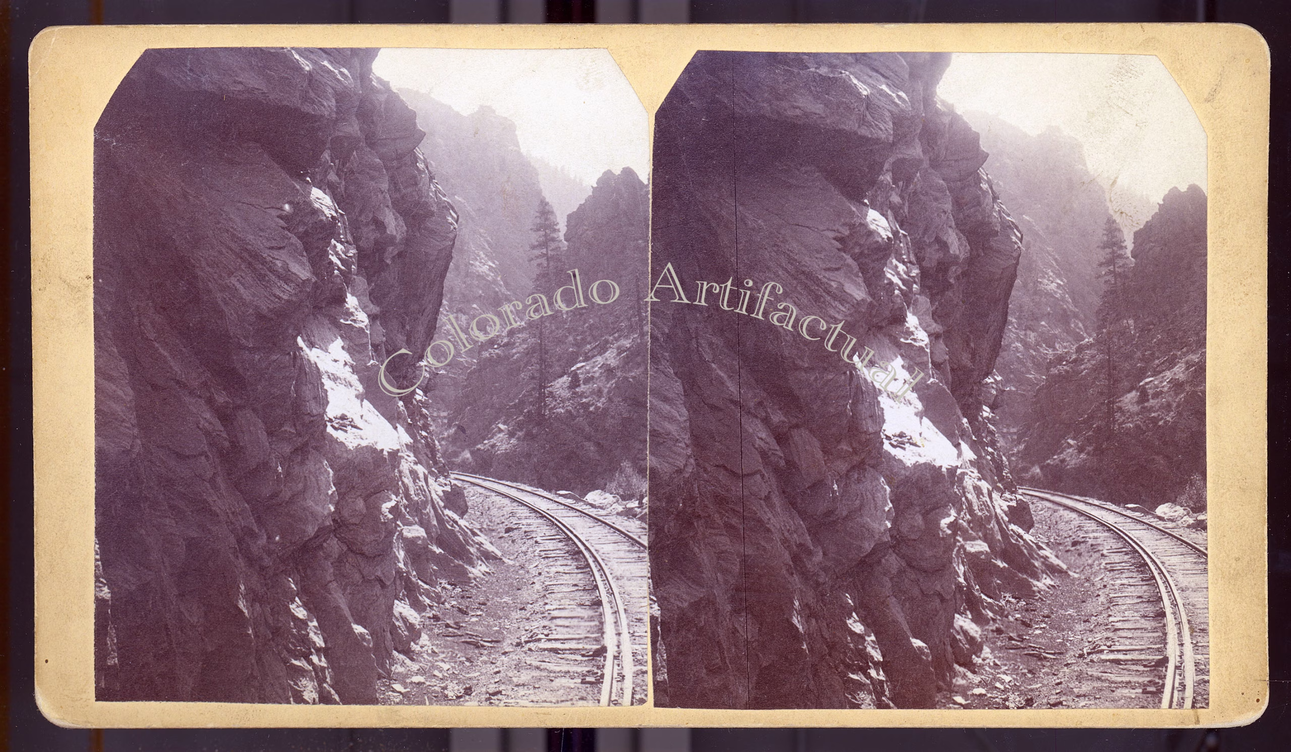 Platte Canon Denver South Park & Pacific Railroad TC Miller stereoview 1880