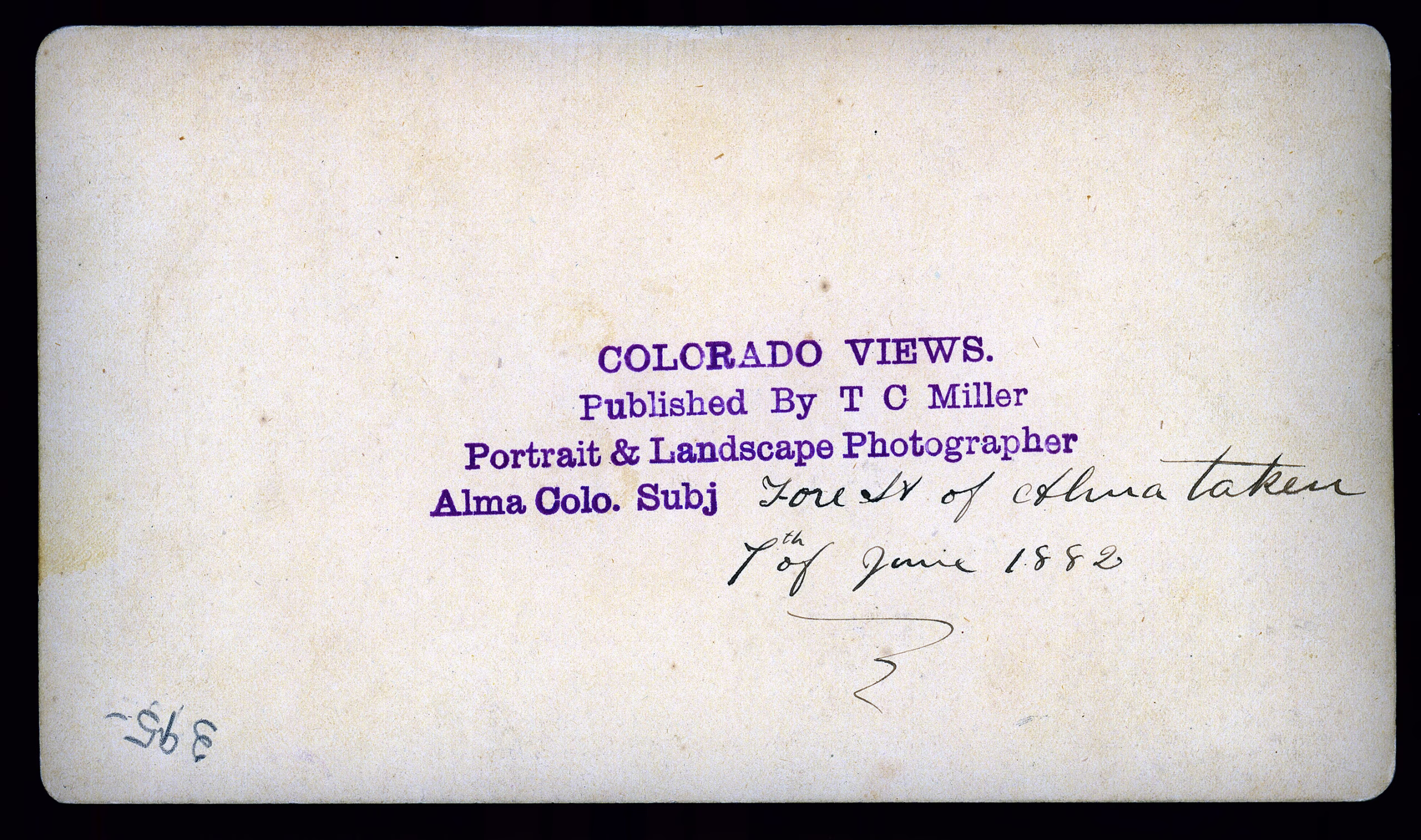 Alma Park County Colorado June 7th 1882 T. C. Miller stereoview