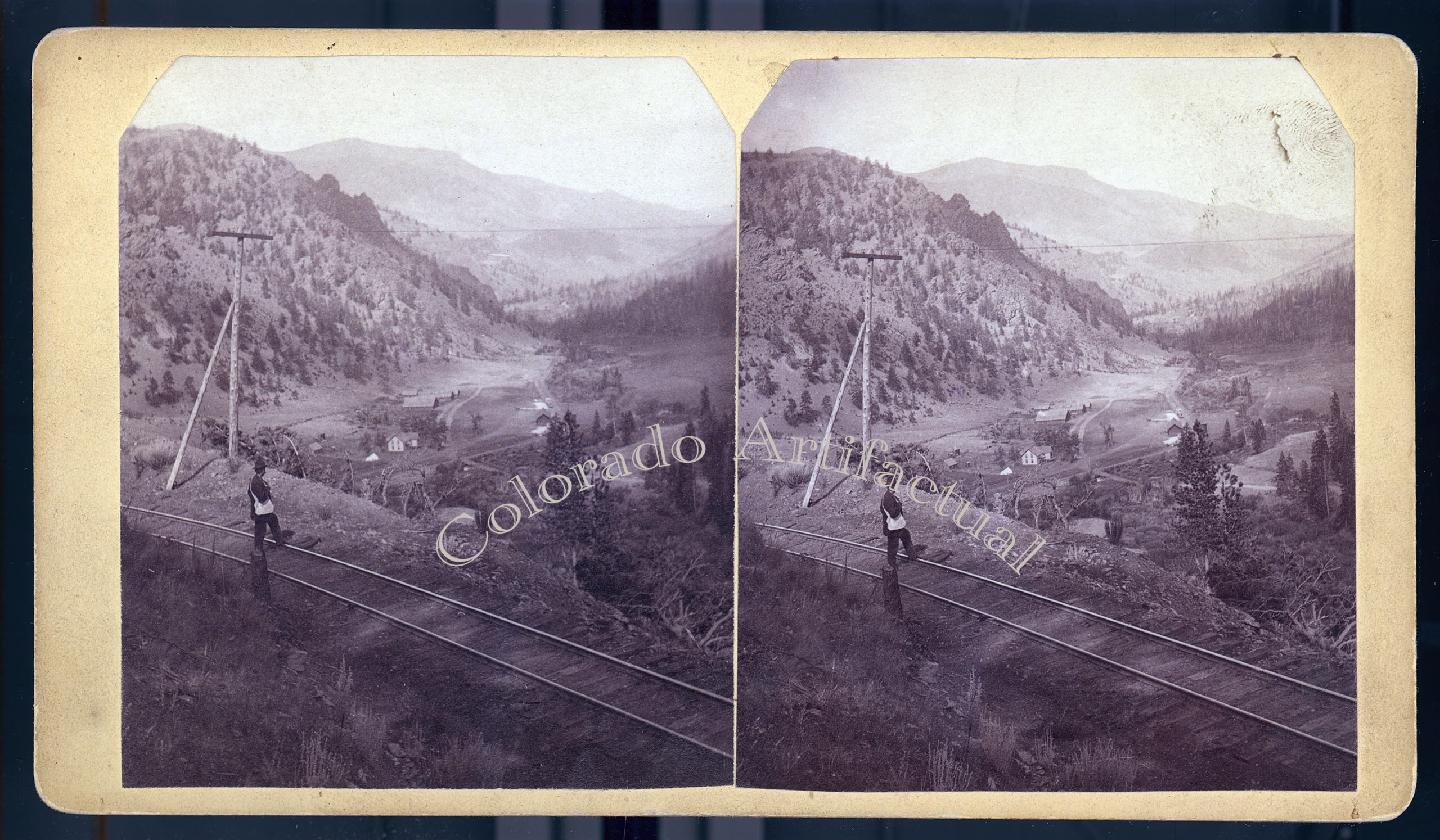 Webster on Denver South Park & Pacific Railroad TC Miller stereoview 1880